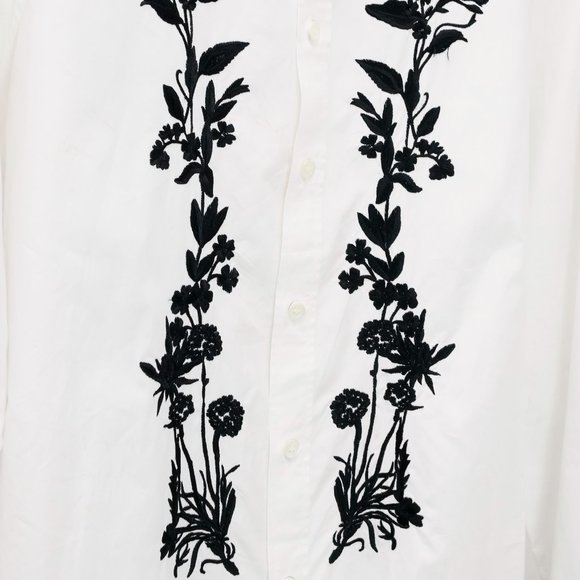 Alexander McQueen Mens Floral Embroidered White Button-Up - Picture 10 of 14